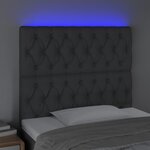 vidaXL Tête de lit à LED Gris foncé 90x7x118/128 cm Tissu