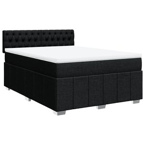 vidaXL Sommier à lattes de lit avec matelas Noir 140x190 cm Tissu