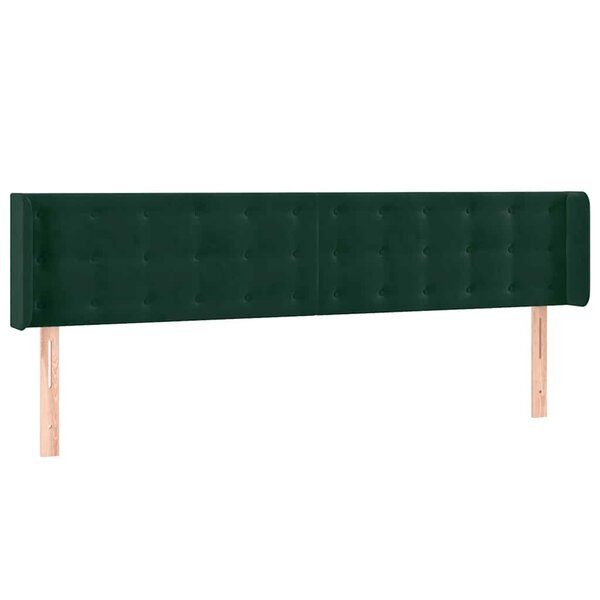 vidaXL Tête de lit avec oreilles Vert foncé 163x16x78/88 cm Velours