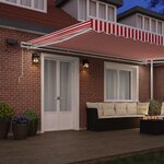 vidaXL Auvent Rétractable Rouge et Blanc 500 × 300 cm Tissu et acier
