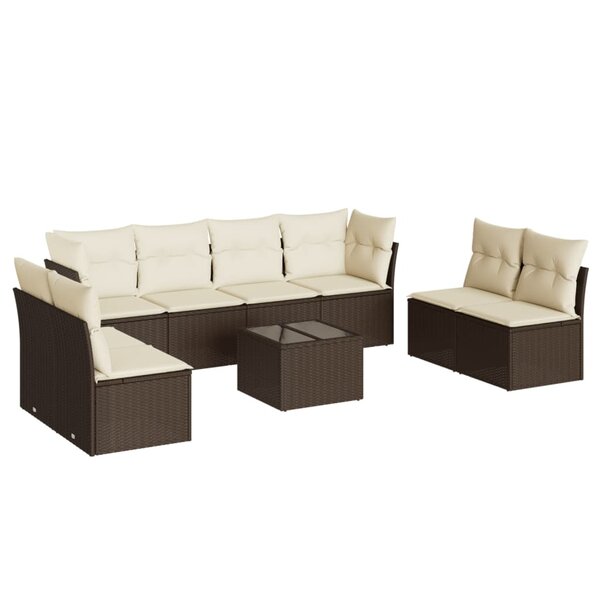 vidaXL Salon de jardin avec coussins 9 Pièces marron résine tressée