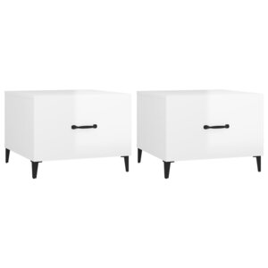 vidaXL Tables basses avec pieds métal 2 Pièces Blanc brillant 50x50x40 cm