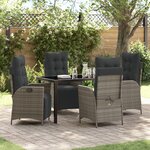 vidaXL Ensemble de salle à manger de jardin 5 pièces Gris Poly Rattan