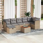 vidaXL Salon de jardin avec coussins 8 Pièces beige résine tressée
