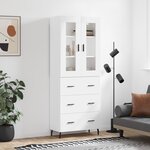 vidaXL Buffet haut Blanc 69 5x34x180 cm Bois d'ingénierie