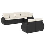 vidaXL Salon de jardin 7 Pièces avec coussins noir résine tressée