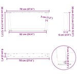 vidaXL Pieds de table basse en forme de V  2 pièces  blanc  70 x (30-31 3) cm  acier