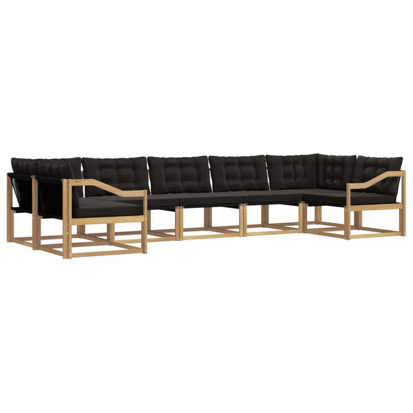 vidaXL Ensemble de canapés d'extérieur 7 pc Blanc et noir