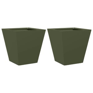 vidaXL Jardinières 2 Pièces vert olive 30x30x30 cm acier