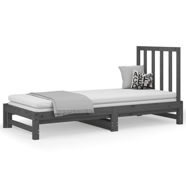 vidaXL Lit coulissant sans matelas gris 2x(90x200) cm