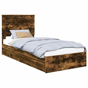 vidaXL Lit de Rangement Chêne fumé 90 x 190 cm Bois d'ingénierie