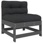 vidaXL Salon de jardin 3 Pièces avec coussins gris bois massif