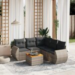 vidaXL Salon de jardin 6 Pièces avec coussins gris résine tressée