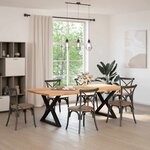 vidaXL Table à manger avec bord naturel 240x120x74cm bois massif chêne