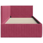 vidaXL Cadre de lit d'angle Bordeaux 90 cm x 200 cm tissu