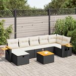 vidaXL Salon de jardin 8 Pièces avec coussins noir résine tressée