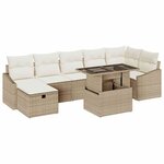 vidaXL Ensemble de canapé de jardin 8 Pièces Beige polyrotin