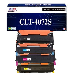 T3AZUR - 4x Toners compatibles avec Samsung CLT-4072S pour Samsung CLX-3180 CLX-3185 CLX-3185FN CLX-3185FW CLX-3185W CLX-3186 CLX-3186FN CLX-3186N