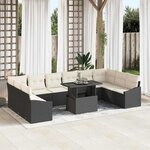 vidaXL Ensemble de canapé de jardin avec coussin 11 Pièces Noir  Crème