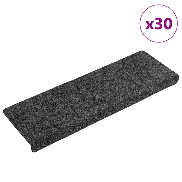 vidaXL Tapis d'escalier autocollants  30 pièces  65 x 21 x 4 cm  gris  bord rectangulaire