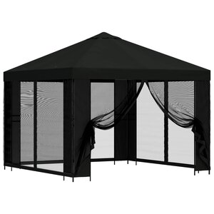 vidaXL Abri de jardin avec parois 3 x 3 m Noir Polyester et Acier