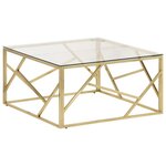 vidaXL Table basse doré acier inoxydable et verre trempé