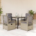 vidaXL Ensemble à manger de jardin avec coussins 5Pièces Beige poly rotin