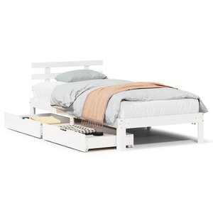 vidaXL Cadre de lit avec tiroirs sans matelas blanc 90x200 cm