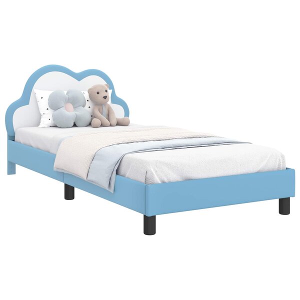 vidaXL Cadre de lit avec tête de lit Bleu 90 x 190 cm PU