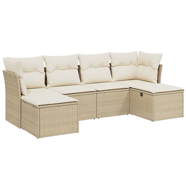 vidaXL Salon de jardin avec coussins 6 Pièces beige résine tressée