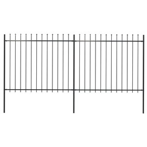 vidaXL Clôture de jardin avec dessus en lance Acier 3 4 x 1 5 m Noir