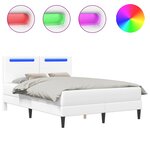 vidaXL Cadre de lit avec bandes LED Blanc 160 x 200 cm Simili cuir