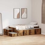 vidaXL Cadre de lit de rangement en bois ancien 75x190 cm