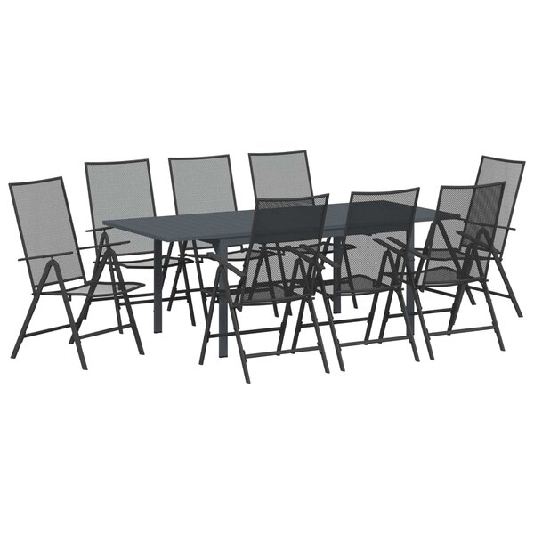 vidaXL Ensemble de salle à manger pour jardin 9 Pièces Anthracite Acier