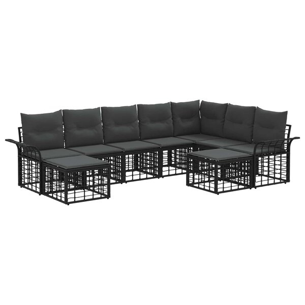 vidaXL Ensemble de canapés d'extérieur 9 Pièces Noir et Gris foncé