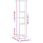 vidaXL Armoire de bain chêne fumé 30x30x190 cm bois d'ingénierie
