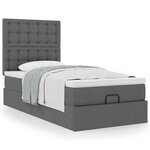 vidaXL Cadre de lit ottoman avec matelas gris foncé 100x200 cm tissu