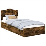 vidaXL Lit de Rangement Chêne fumé 100 x 200 cm Bois d'ingénierie
