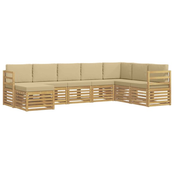 vidaXL Ensemble de canapés d'extérieur 8 pc Blanc et Beige Polyester