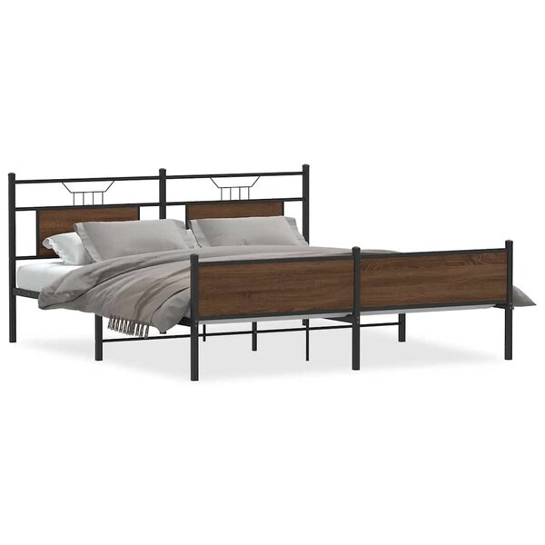 vidaXL Cadre de lit en métal sans matelas chêne marron 180x200 cm