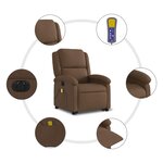 vidaXL Fauteuil inclinable de massage électrique Marron Tissu
