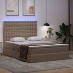 vidaXL Lit avec rangement et LED Cappuccino 140 x 200 cm Simili cuir