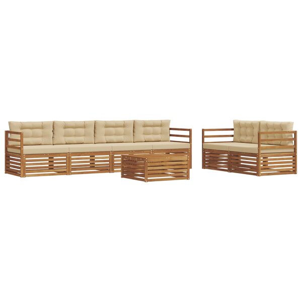 vidaXL Ensemble de canapés d'extérieur 7 pc Naturel et Beige