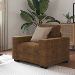 vidaXL Fauteuil avec coussin Marron Faux cuir & Bois