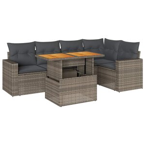 vidaXL Salon de jardin 6 Pièces avec coussins gris résine tressée