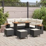vidaXL Ensemble de canapé de jardin avec coussin 9 Pièces Noir Poly rotin