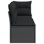 vidaXL Canapé de jardin avec coussins 3 places noir résine tressée