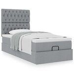 vidaXL Lit ottoman avec matelas gris clair 90x200 cm tissu