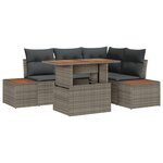 vidaXL Ensemble de repas de jardin de 5 pièces avec coussins gris en poly rattan