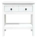 vidaXL Table console Blanc 75x35x75 cm Bois massif de pin